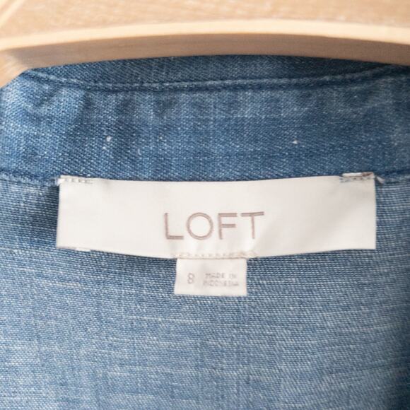 Loft Lyocell Linen Blend Blue Chambray Jumpsuit Size 8 - Picture 5 of 7